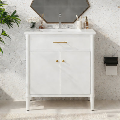 Meuble-lavabo avec lavabo, 2 portes et tablette réglable