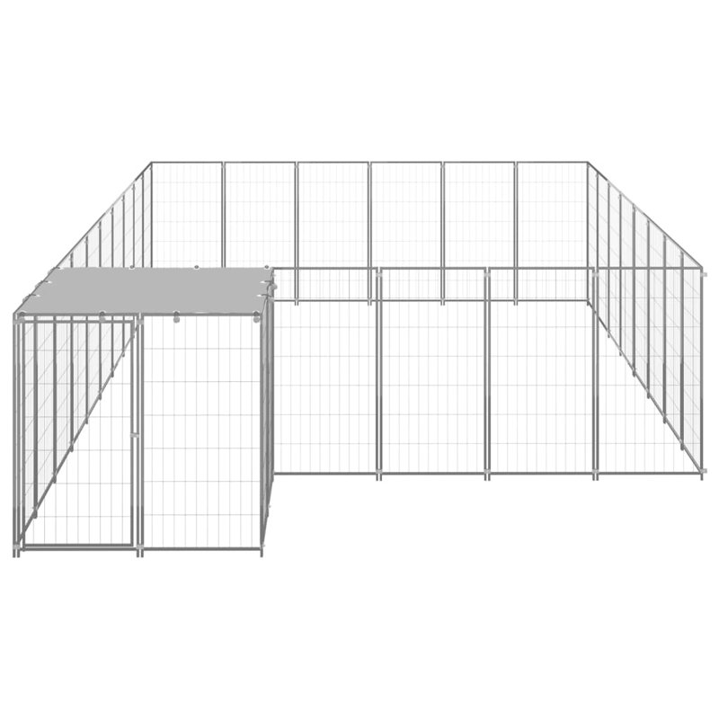 Pham 43.31cm H Metal Yard Kennel With Door, Silver