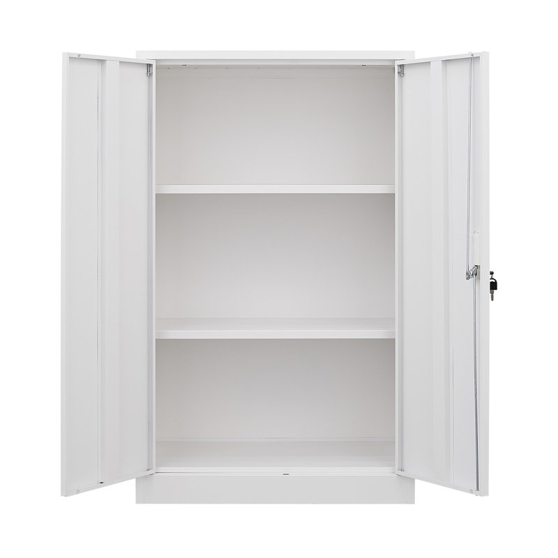 Adjustable Shelf Metal Storage Locker For Office, Home, - White Colorway Cabinet With Foldable Feature Garage, Home Locking