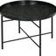 Table basse ronde de 24 po avec une touche de métal martelé, pour le salon, la chambre à coucher. Tendance et robuste, motif noir, élégant