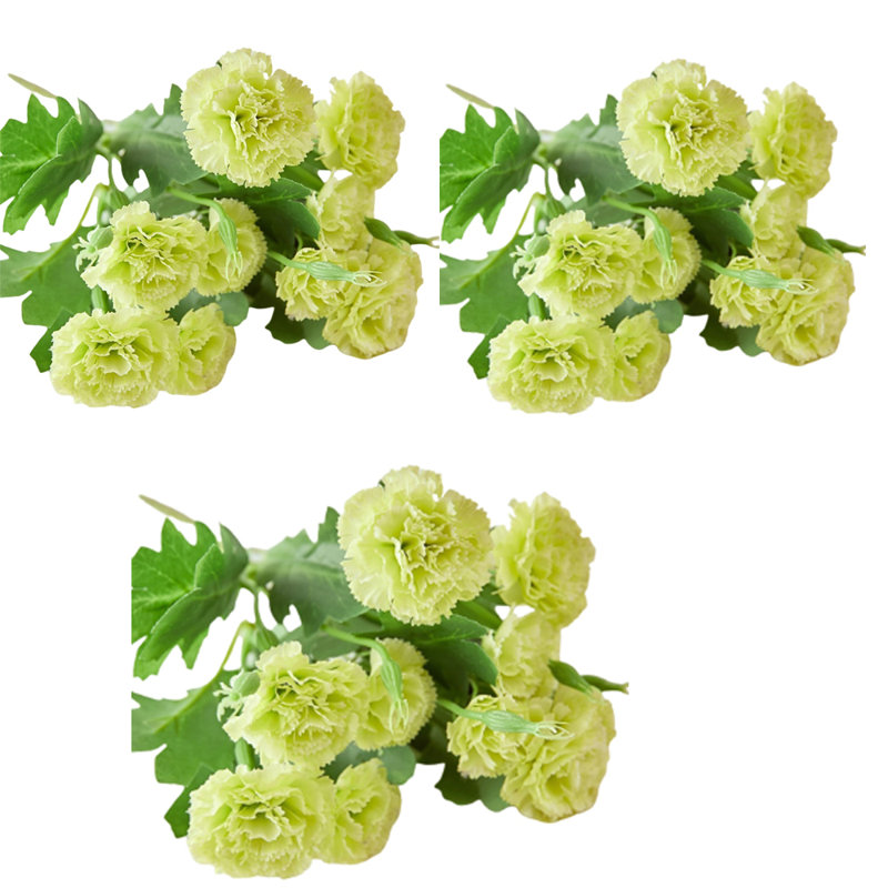 3 bouquets, 10 têtes, œillets, fleurs artificielles, fleurs fraîches en soie pour la décoration intérieure, fleurs artificielles