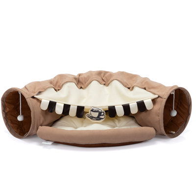 Lit tunnel lavable pour chats pour chats d'intérieur, avec construction et suspension joyeuse, coussin, doublure pliable des chats café, luxe,
