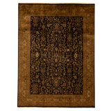 Hand Knotted Wool Oriental Area Rug in Black And Gold