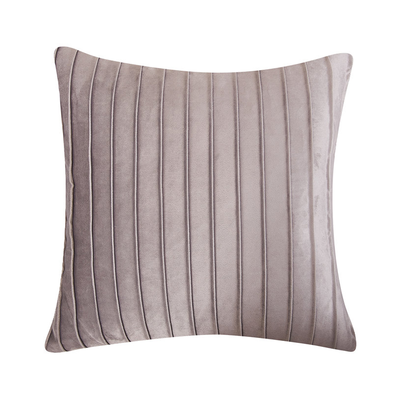 Striped Velvet Throw Pillow, 18" x 18", Gray
