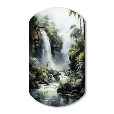 Guyon Dominican Whispering Waterfalls II - Coastal Beach Cylinder Shape Assymterical Metal Wall Art