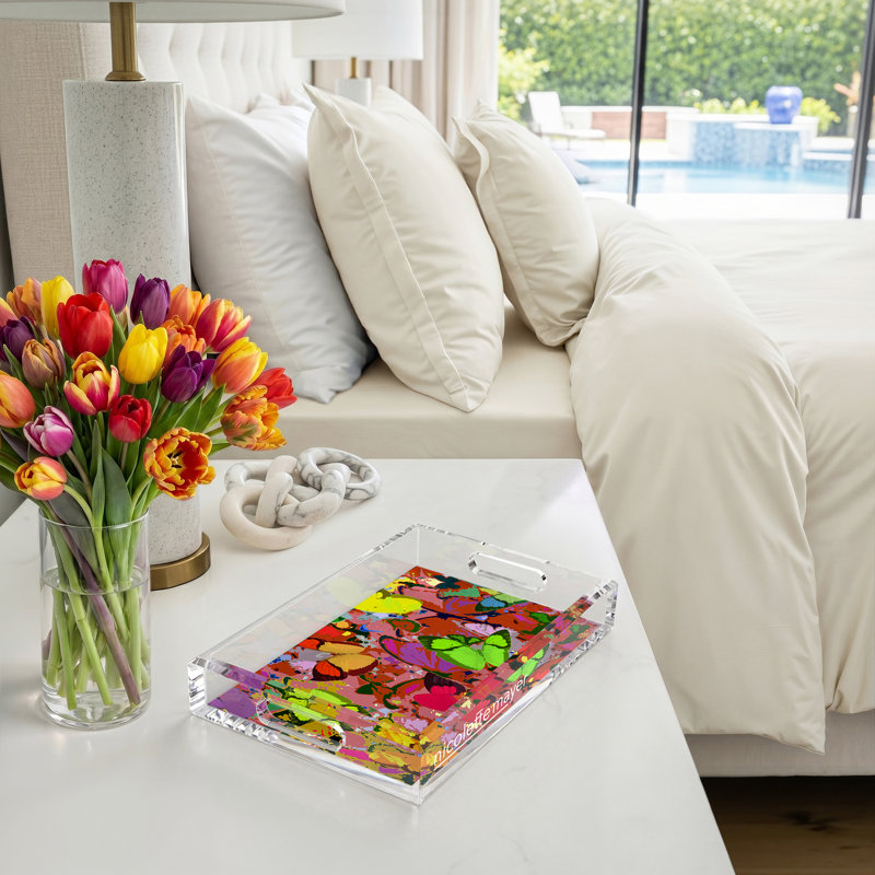 Plateau décoratif rectangulaire en acrylique Mariposa, Pop, L 12,5 po x P 7,75 po x H 2 po
