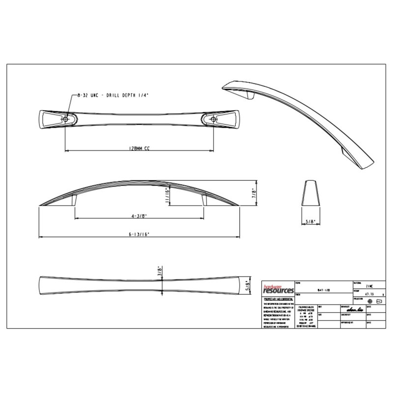 Regan Arch Pull, Satin Nickel, 6 5/16"