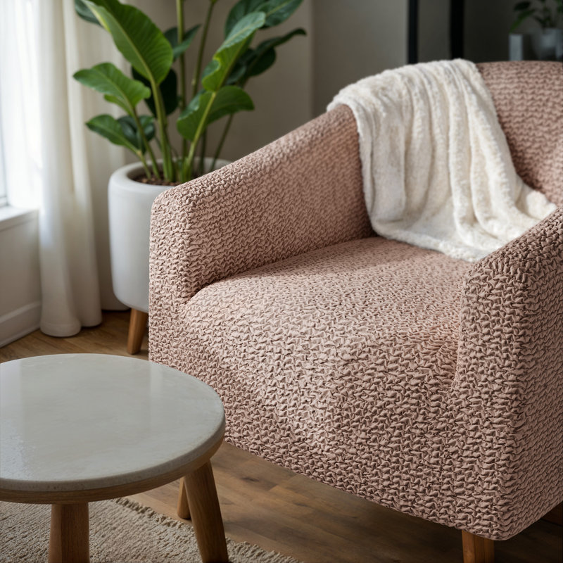 Housse extensible pour fauteuil demi-tonneau - Facile à nettoyer et durable - Collection Comfort, Taupe rosé