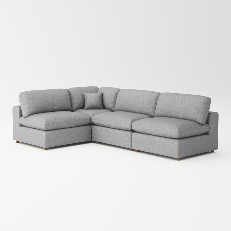Canapé modulaire rembourré 4 pièces Jossa, Grey Linen Blend