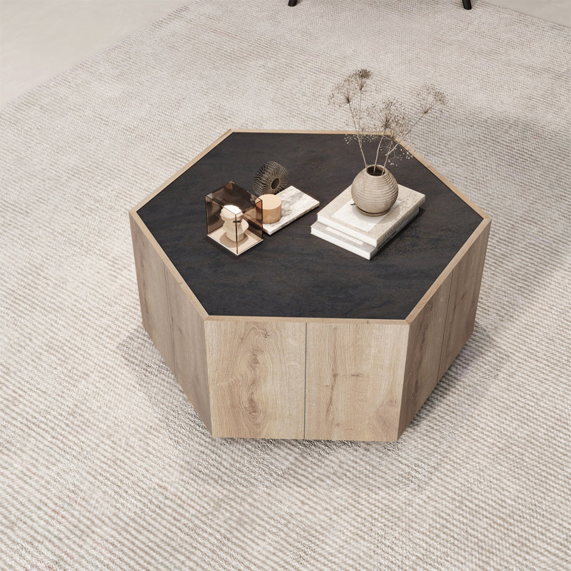 Hexagonal Coffee Table With 2 Drawers