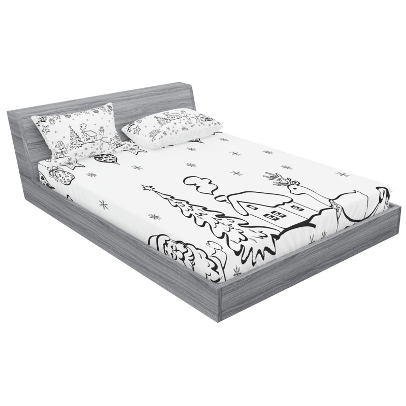 Microfiber Geometric Sheet Set, Queen Sheet Set with Fitted Sheet