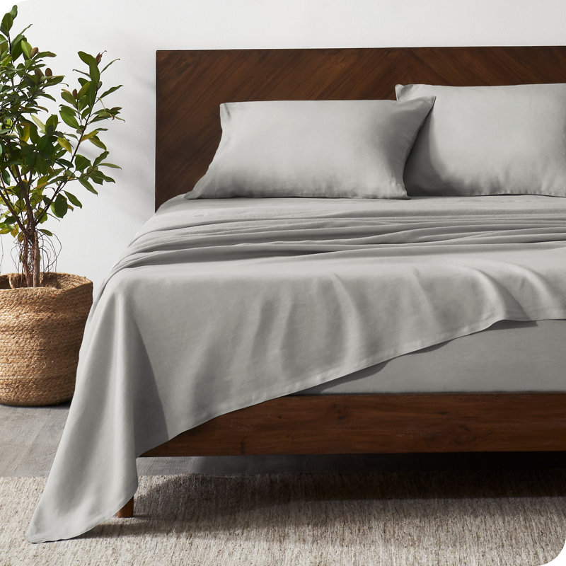 Full Dark Grey Organic Linen Sheet Set