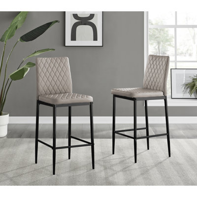 Milton Luxury Breakfast Bar Stool in Quilted Design Faux Leather - Modern Chic Kitchen