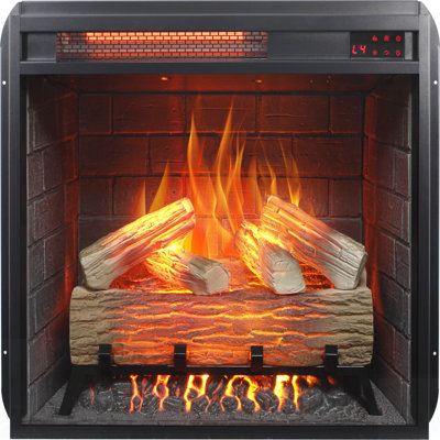 Infrared Heating Electric Fireplace Insert With Realistic Flame, Log Set, Remote Control, And Overheating Protection