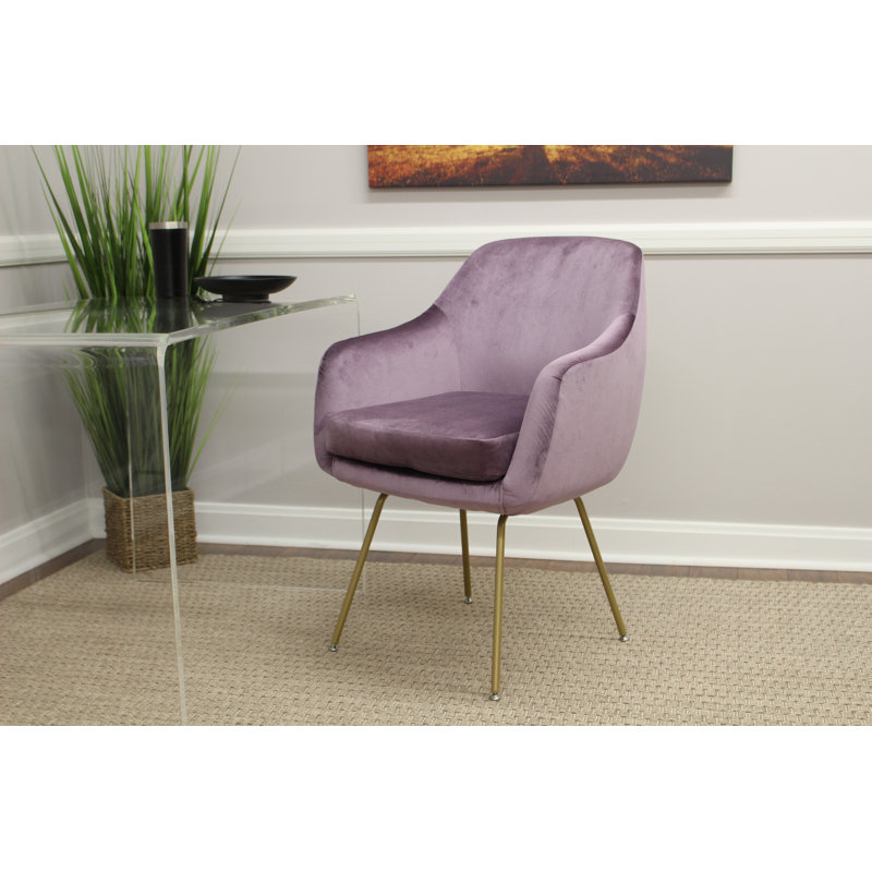 Chaise rembourrée Kaif, Mauve, Doré
