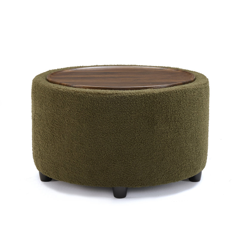 Teddy Round Coffee Table with Storage, Olive Green