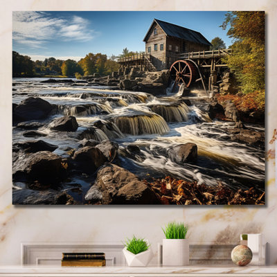 Bibian Green Brown Mills, Riverside Milla, aquarelle encadrée sur toile