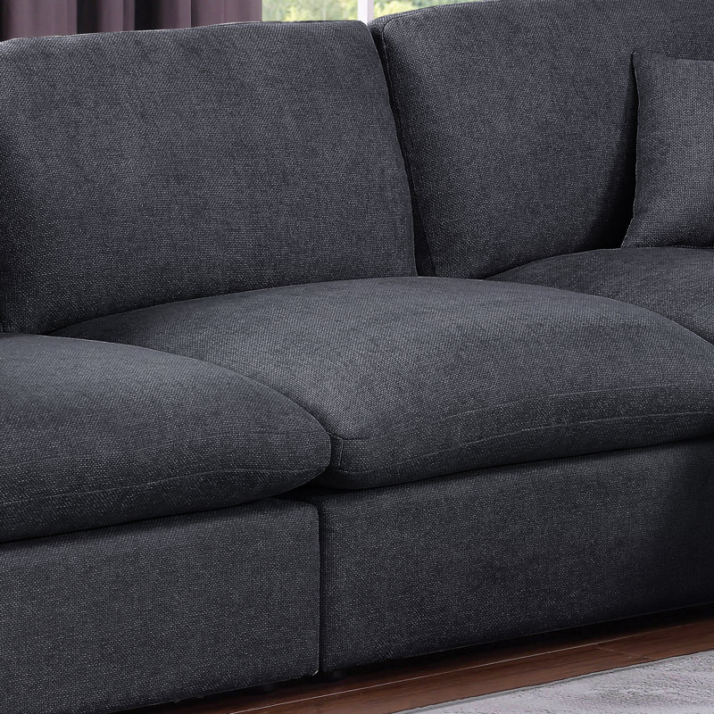 Canapé modulaire réversible en coin Shariff, Mélange de polyester gris foncé