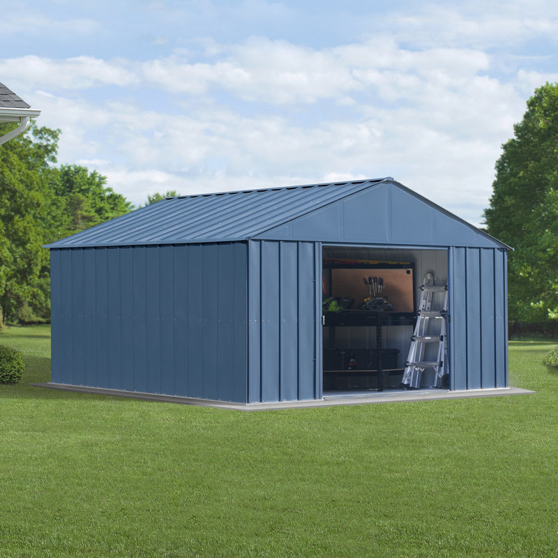 12 ft x 12 ft Blue Grey Steel Storage Shed
