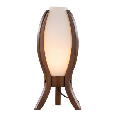 19" Desk Lamp with Walnut Wood Base and Frosted Glass Shade, 1 Piece, Walnut/Frosted