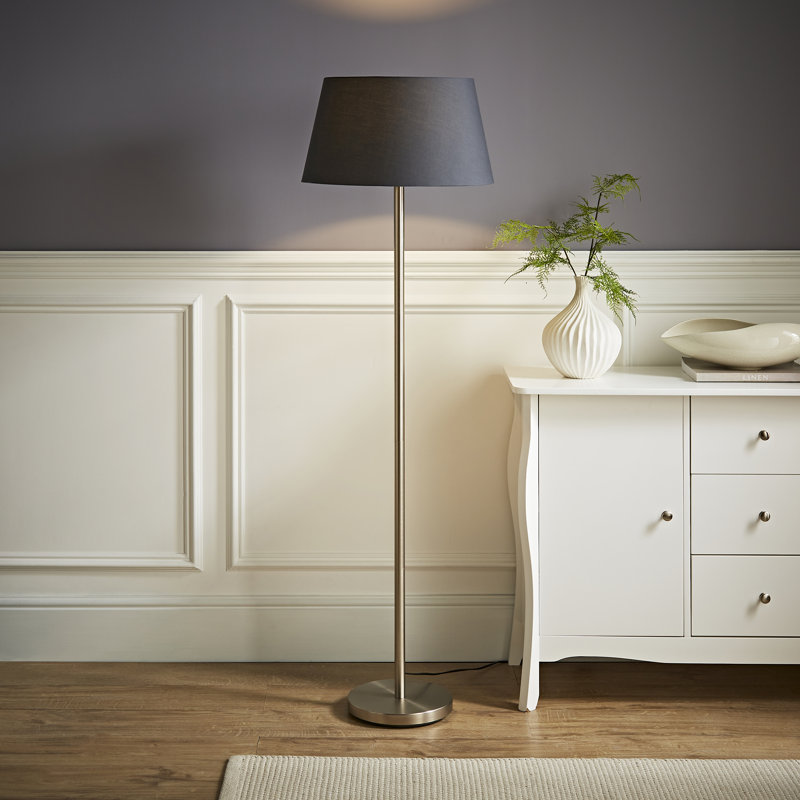 Bekbele 158cm Traditional Floor Lamp, Grey, Chrome, No