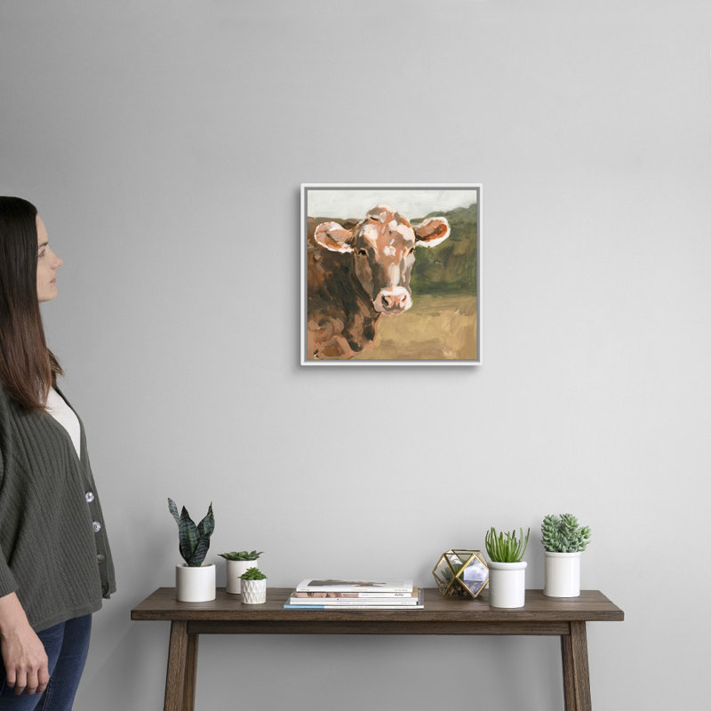 «On the pasture I», reproduction d'art sur toile, Cadre flottant blanc, H 17,7 po x l 17,7 po x P 1,75 po