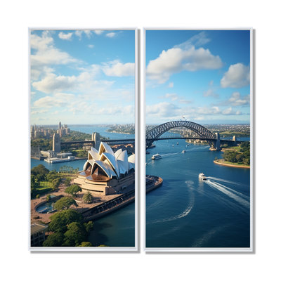 Australie, Sydney, icônes I - bleu sarcelle, art mural traditionnel, 2 panneaux