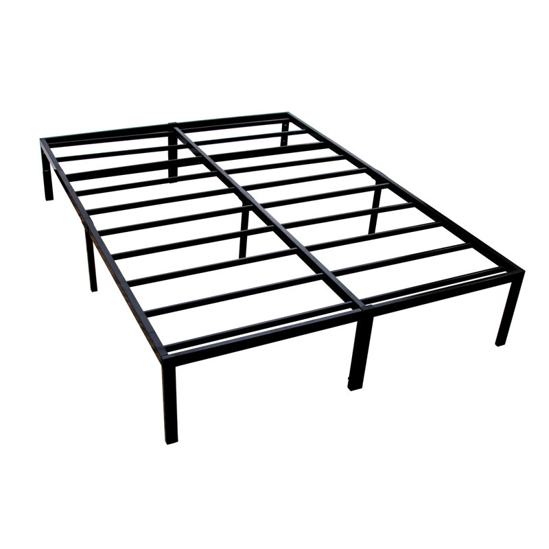 Lit plateforme noir en acier noir moderne, structure robuste, rangement sous le lit, profondeur de 75 po, Lit double