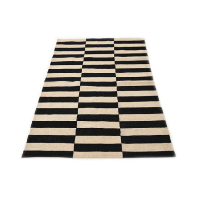 Tapis noir et blanc 3x5 Ponce