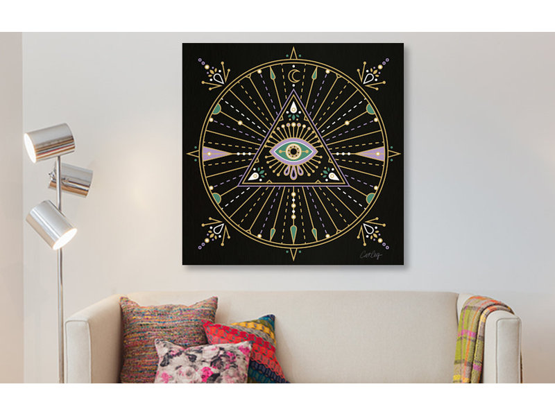 «Evil Eye Mandala I» par Cat Coquillette, reproduction d'art textuel sur toile, H 48 po x l 48 po x P 1,5 po