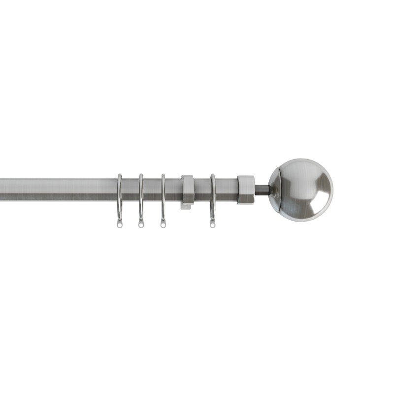 Nehohmi 22-25mm Ball Curtain Pole, 6cm H x 118.11cm W x 8.6cm D, Satin Silver