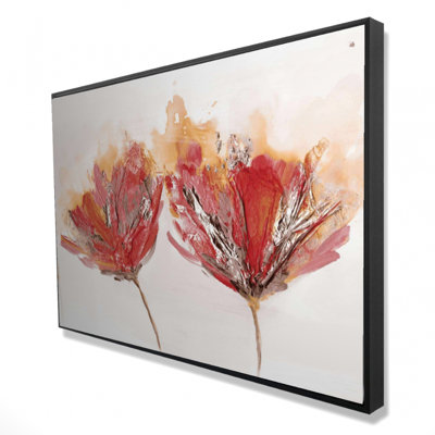 " Crimson Flowers And Butterfly "