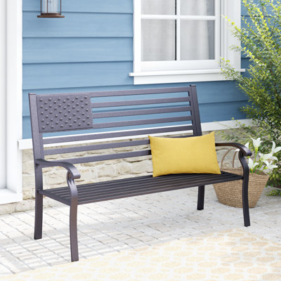 Lisabeth American Pride Flag Metal Garden Bench
