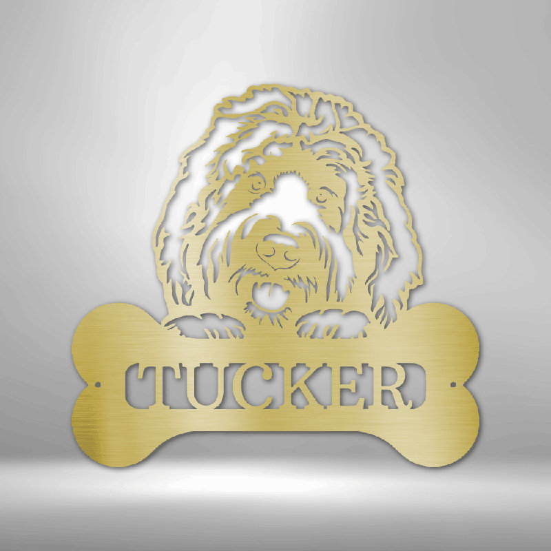 Décoration murale personnalisée en acier, monogramme en acier, Doré, H 28,75 po x l 29,5 po x P 0,5 po, Oui