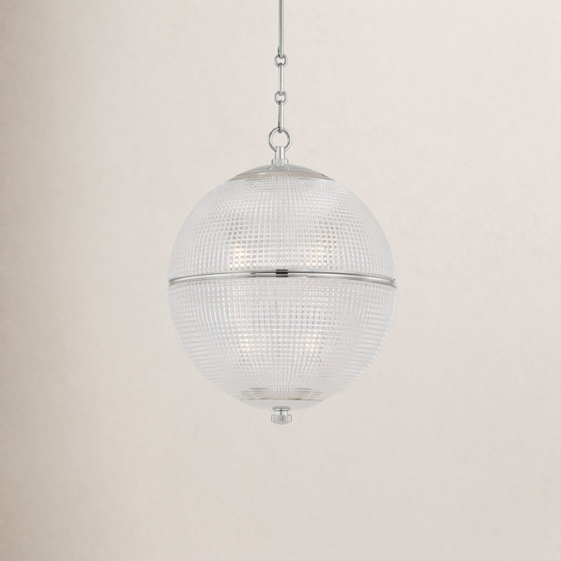 Luminaire suspendu sphère n ° 3 par Mark D. Sikes, Nickel poli, H 16 po x l 12,25 po x P 12,25 po