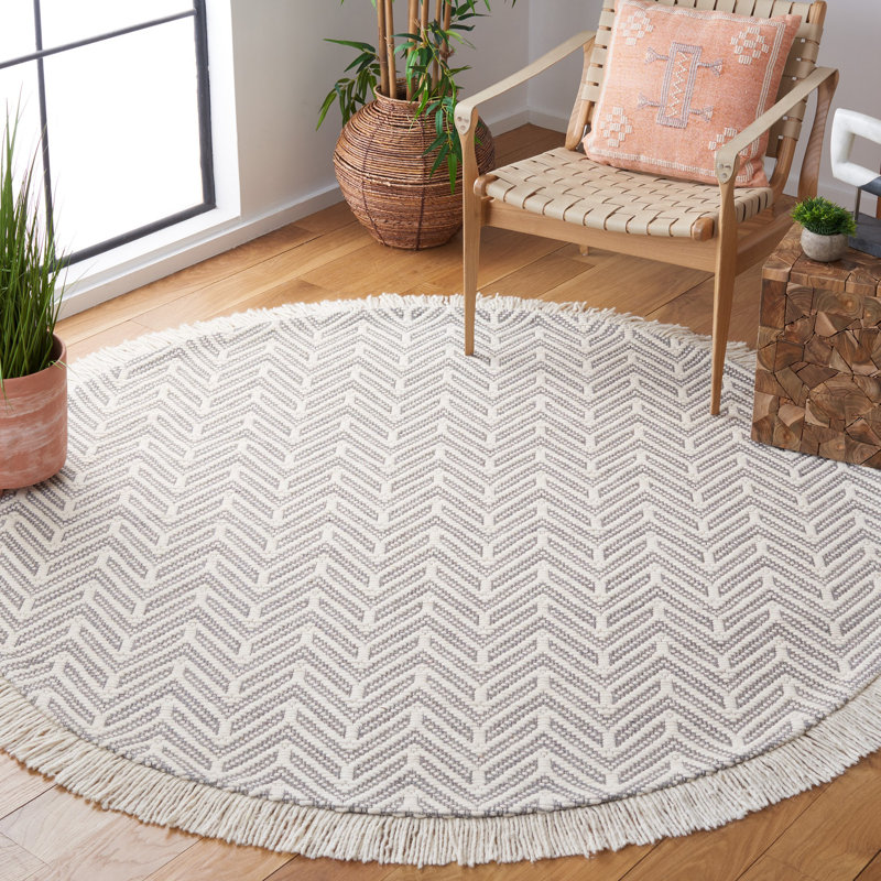 Wenger Natura Hand Woven Wool And Cotton With Latex Geometric Rug, Round 6'