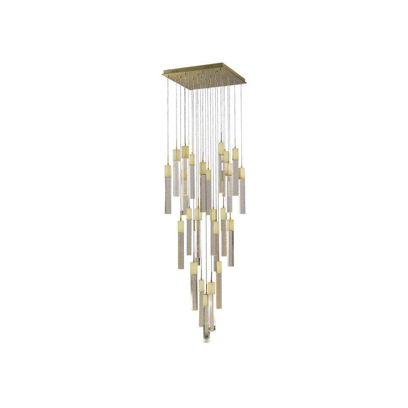 Luminaire suspendu grappe 41 lumières Original Glacier, Laiton brossé, H 174 po x l 36 po x P 36 po
