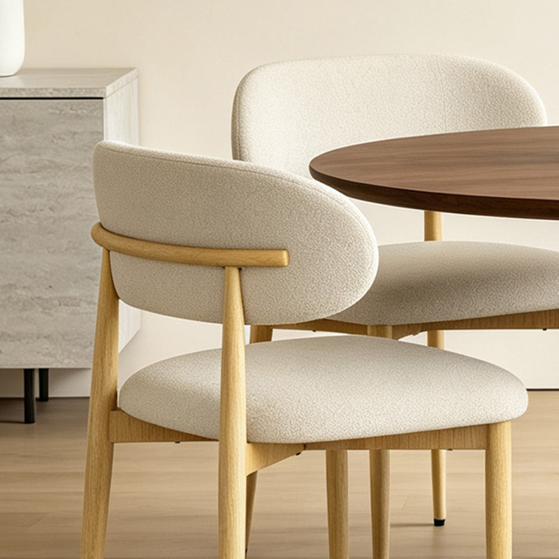 Ensemble de 4 chaises rembourrées de salle à manger modernes, ensemble de tissu à dossier incurvé, Chenille Brown