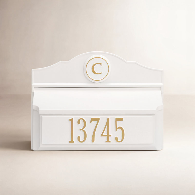 Boîte aux lettres murale, Blanc / Doré, Oui