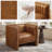 Broderic 38"W Full-Grain Leather Upholstered Square Channel Tufted Barrel Accent Armchair, Single Sofa-2130120047