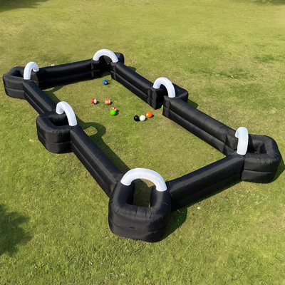 26FT Inflatable Soccer Pool Table Football Pitch inflatable Football Billiards Game with Blower and 16 Balls, Durable Indoor & Outdoor Backyard Game (Black)