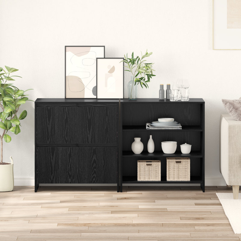 Sideboards 2 Pcs 70 X 41 X 75 Cm Engineered Wood, Black Oak