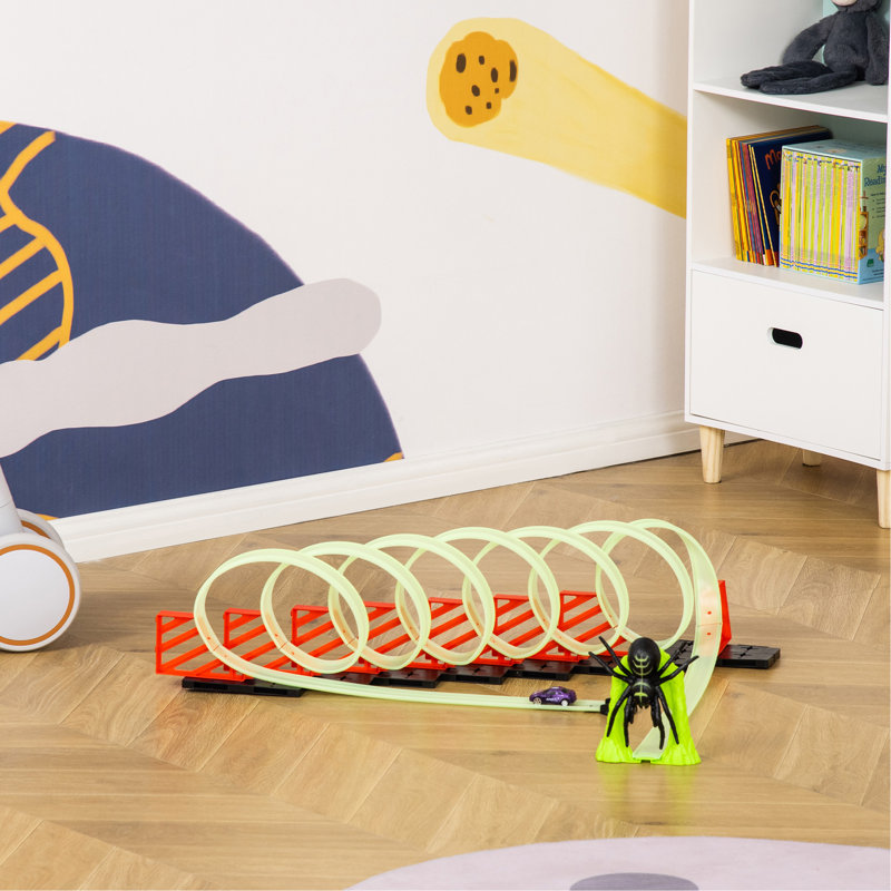 Track Builder DIY Loop Kit with Luminous Effect Spider Model Pull-back Car（It is designed for single rider only.）