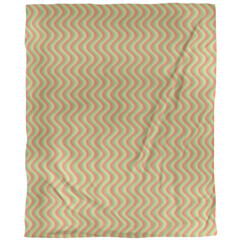 Tissu ondulé, Rouge, jaune et vert, L 54 po x l 36 po, Coton peigné pima