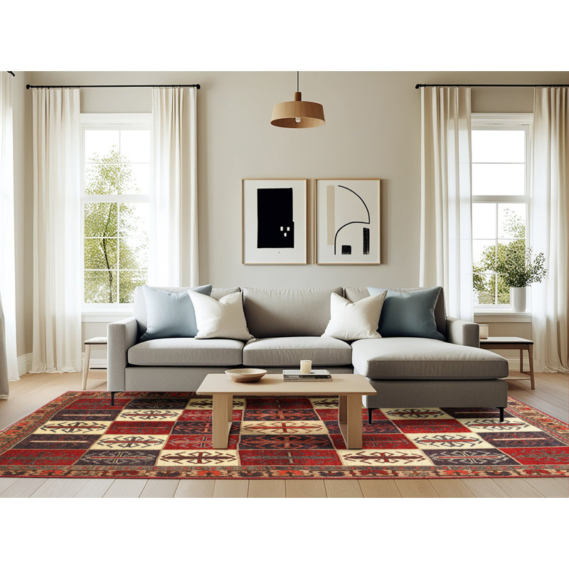 Tapis rouge à motif sud-ouest, Rectangle 6 pi x 9 pi