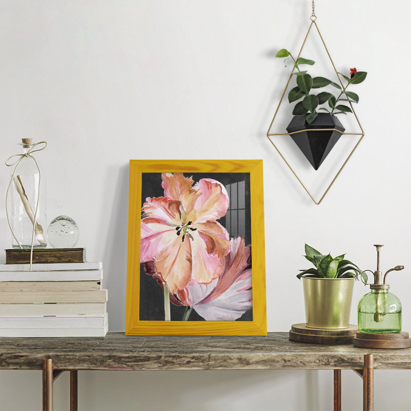 Pastel Parrot Tulips II encadré sur papier, H 11 po x l 9 po x P 1 po, Jaune