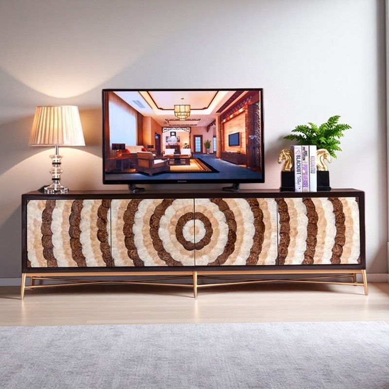 Meuble télé moderne et luxueux, Noir / blanc cassé / brun