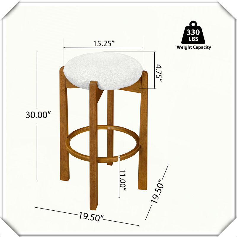 Ensemble de 4 tabourets de bar rembourrés en bois d'intérieur finition noyer pratique, durable, compact et fonctionnel, Noyer