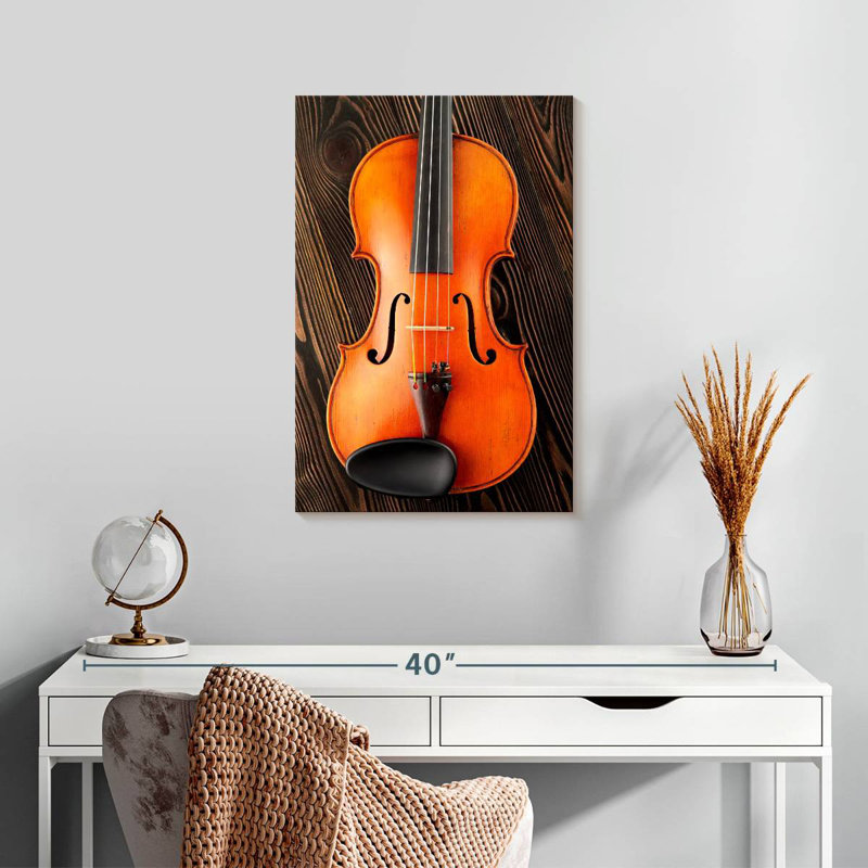 Abarca Violin On Wooden Table, 24" H x 16" W
