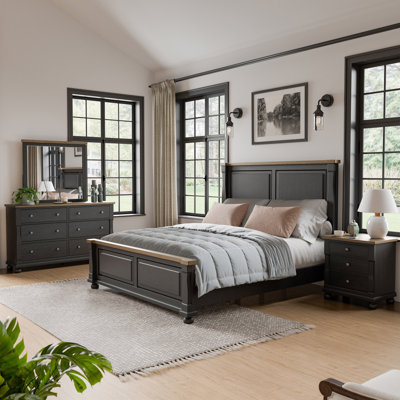 Fontevraud Acadian 4-Piece Bedroom Set (1 Bed + 1 Nightstand + 1 Dreser + 1 Mirror)